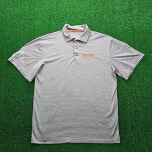 Whataburger‎ Polo Shirt Mens Medium Gray Striped Employee Uniform Work Wear
